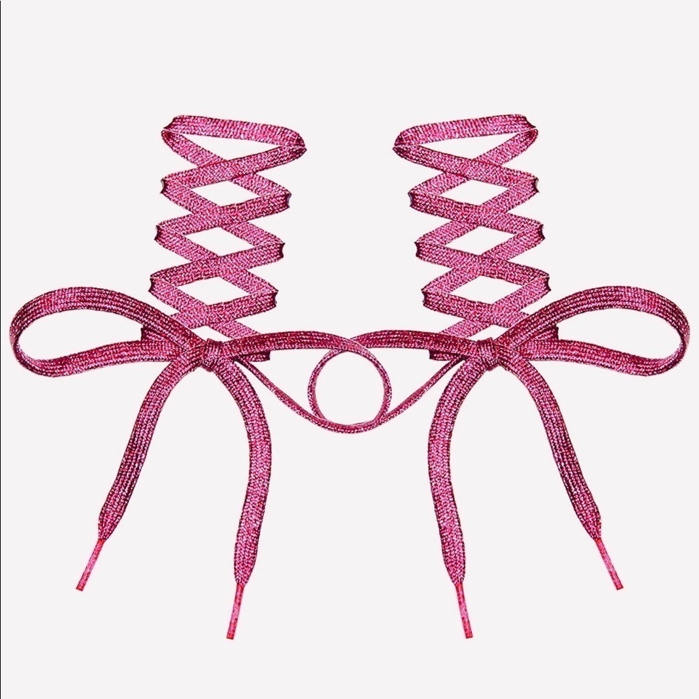 Pink metallic flat shoe laces!